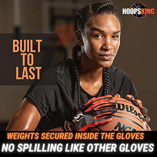 HOOPSKING Hoop Handz Basketball Weighted Training Gloves (Anti-Grip), Over 3 lbs. Per Pair, More Powerful Dribbling