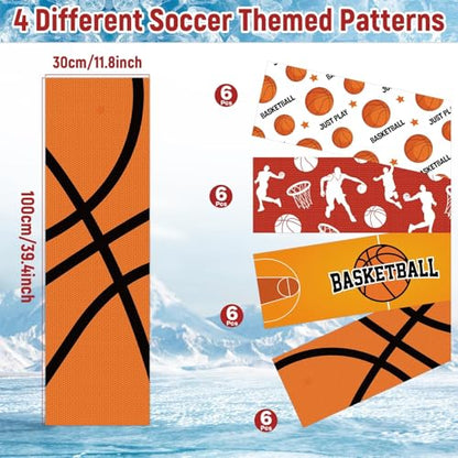 24Pcs Thick Basketball Cooling Towel 40x12 Inch Sports Ice Towel for Neck and Face Quick Dry Soft Breathable Microfiber Chilly Towels Bulk Basketball Party Favors for Athletes Home Gym Workout Running