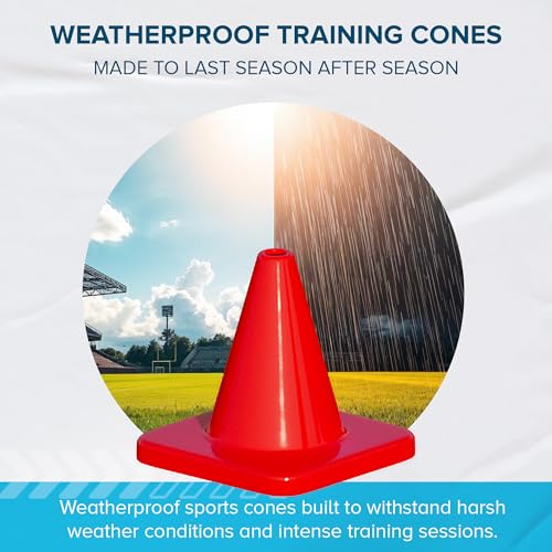 LVL10 Pro Training Cones - 6" Soccer Training Cones for Sports - for Basketball, Football, Basketball and Agility Drills - Soccer Field Markers that Won't Crack, Slide or Fly