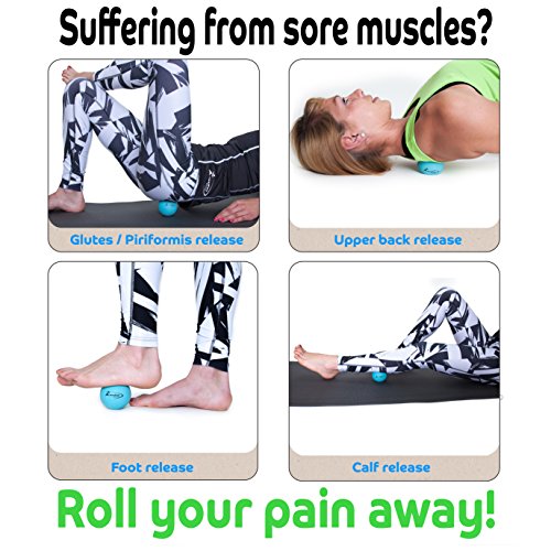 Therapy Massage Ball - Instant Muscle Pain Relief. Proven Effective for Myofascial Release, Deep Tissue Pressure, Yoga & Trigger Point Treatments. Set - 2 Extra Firm Balls W/Mesh Bag.