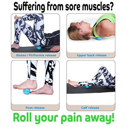 Therapy Massage Ball - Instant Muscle Pain Relief. Proven Effective for Myofascial Release, Deep Tissue Pressure, Yoga & Trigger Point Treatments. Set - 2 Extra Firm Balls W/Mesh Bag.