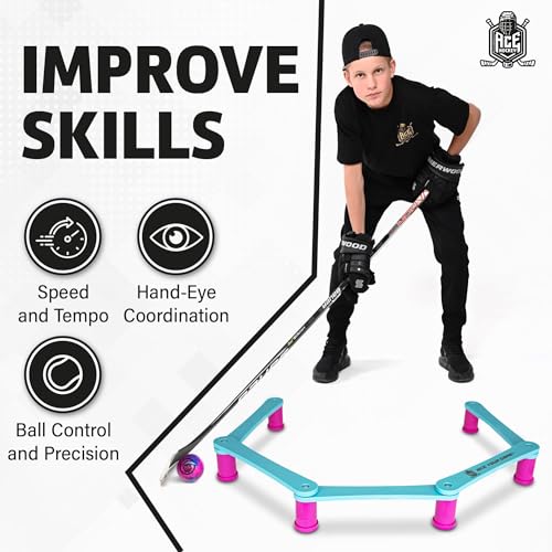 ACE HOCKEY The Snake Stickhandling Trainer – Adjustable Hockey Training Aid for Puck Control, Quick Hands, Reaction Time & Coordination – Snake 5, Snake 7 & Elevated Styles - style: Snake 5 Elevated