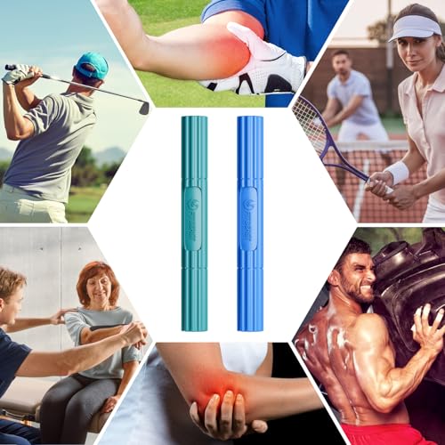 FitBeast Flex Therapy Bar, Tennis Elbow Therapy Bar - Ideal for Relieve Tendonitis Pain & Improve Grip Strength, Fitness Resistance Bar for Golfers Elbow & Tendinitis, Twist Bar for Physical Therapy - color: 2 Piece Set - Green Blue