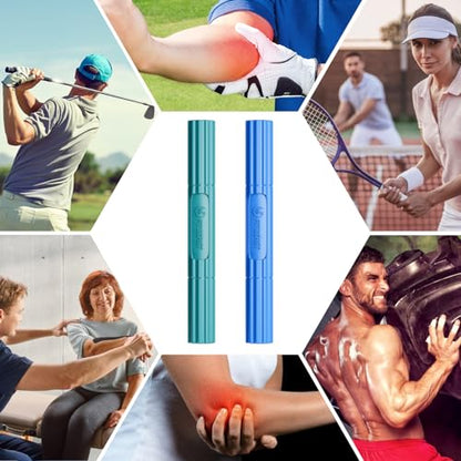 FitBeast Flex Therapy Bar, Tennis Elbow Therapy Bar - Ideal for Relieve Tendonitis Pain & Improve Grip Strength, Fitness Resistance Bar for Golfers Elbow & Tendinitis, Twist Bar for Physical Therapy - color: 2 Piece Set - Green Blue