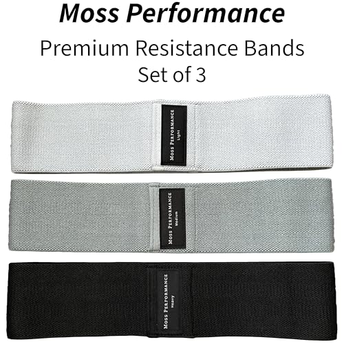 Premium Fabric Resistance Bands, Glute Bands, Set of 3 Resistance Strengths with Carrying Bag for Men & Women, Strength Training, Pilates, Physical Therapy, Home Exercise, & More