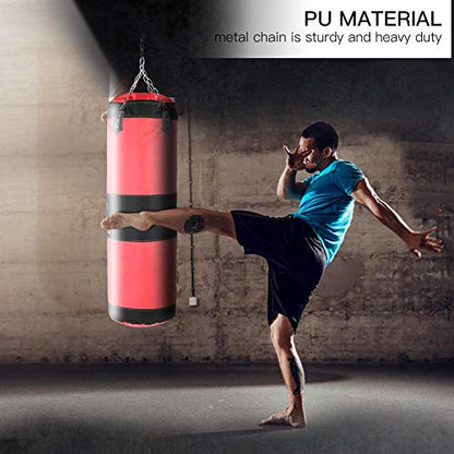 Boxing Punch Bag Heavy Duty Punching Bag with Chains for Boxing Training Fitness Sandbag(1m Red) Martial Arts
