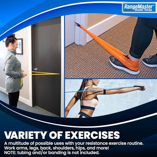 RangeMaster TheraLoop Door Anchor | Secure Non-Slip Resistance Band Anchor for Physical Therapy and Shoulder Recovery | Works with All Exercise Bands and Tubes | Adjustable Height | 2 Pack (Black)