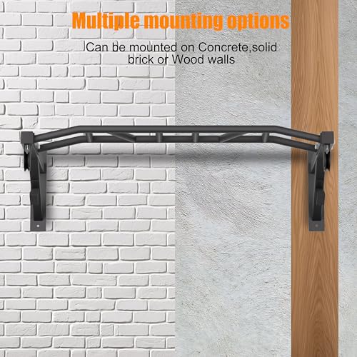 Upgrade Pull Up Bar Wall Mounted,Heavy Duty Multi Grip Chin Up Bar for Strength Training, 600 lbs Capacity, Durable Steel Construction, Perfect for Home and Garage Workouts - color: Black
