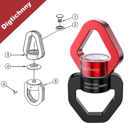 2 Pack Swivel Hook for Swing, 35KN Swing Spinner, Aluminium Alloy Swing Swivel for Children's Swing,Aerial Yoga,Web Tree Swing,Hanging Hammock Indoor Outdoor(Black-Red with 4 Carabiners) - style: Black Red-2 Pack with 4 Carabiners