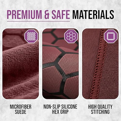 Hot Yoga Mat Towel – Non-Slip Grip for Hot Yoga, Sweat Absorbent, Honeycomb Silicone Grip, Stays Flat – Ideal for Pilates, Travel, Washable & Lightweight - Burgundy