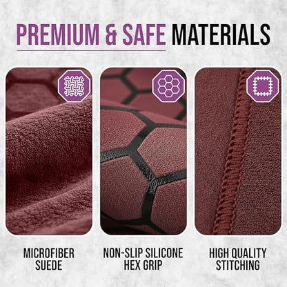 Hot Yoga Mat Towel – Non-Slip Grip for Hot Yoga, Sweat Absorbent, Honeycomb Silicone Grip, Stays Flat – Ideal for Pilates, Travel, Washable & Lightweight - Burgundy