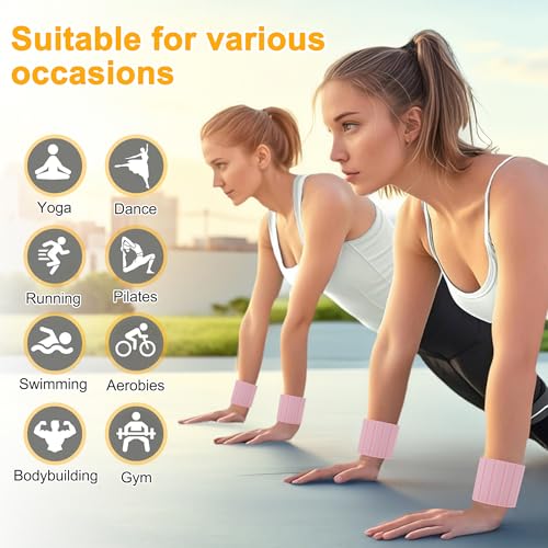 Wrist Weights, 1.1LB Each Stackable Magnetic, Adjustable Ankle Weights for Men & Women, Jogging/Yoga & More, 1 Pair - color: Pink