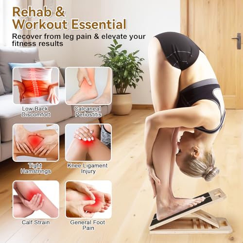 4 Pieces Slant Board with Exercise Bands, Premium Calf Stretch Board, Portable Adjustable Slant Board for Calf Stretching, 350LB Weight Capacity Calf Ankle Achilles Physical Therapy Leg Exercisers