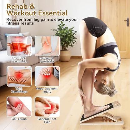 4 Pieces Slant Board with Exercise Bands, Premium Calf Stretch Board, Portable Adjustable Slant Board for Calf Stretching, 350LB Weight Capacity Calf Ankle Achilles Physical Therapy Leg Exercisers
