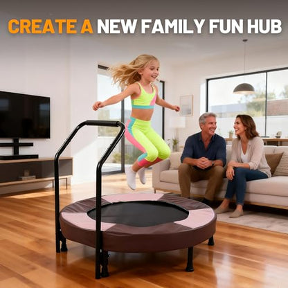 36" Foldable Mini Trampoline for Kids, Indoor Outdoor Small Rebounder Trampoline with Foam Handle & Safe Thickened Cover, Toddler Trampoline, Perfect Toddler Gift for Boys & Girls