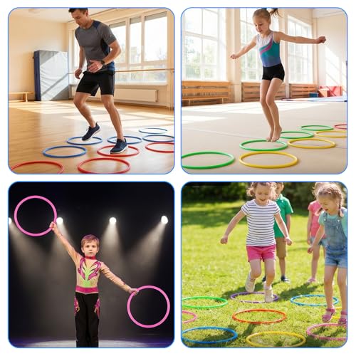 20PCS Agility Rings Speed and Agility Training Rings, 15 Inch Speed Training Hopscotch Ring Plastic Circle Jumping Hoops for Gymnastics Practice Party Games Activities