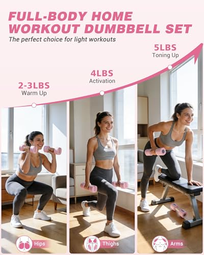 Rendpas Adjustable Dumbbell Set of 2, 1-Sec Quick-Adjust Dual-Lock Design Dumbbell Set for Women & Men, Compact No-Roll Hand Weights for Home Gym Strength Training & Pilates