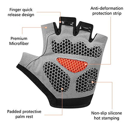 Accmor Cycling Gloves for Men Women, Bike Gloves Half Finger Road Bike MTB Gloves, Anti-Slip Shock-Absorbing Glove for Fitness Cycling Outdoor Sports