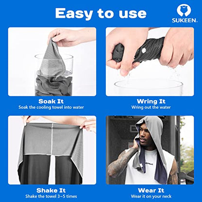 Sukeen Cooling Hoodie Towel, Absorbent Quick-Drying Cooling Towels for Neck and Face, UV Sun Protection Cooling Neck Wraps Sport Head Cooling Towel Hot Weather