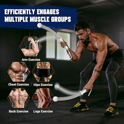 Weighted Ropeless Battle Ropes for Home Gym, Heavy Duty Portable Cordless Battle Rope with Grip Strengtheners & Poster, Battle Rope Sticks for HIIT, Strength & Quiet Cardio Training Men & Women(2PCS)