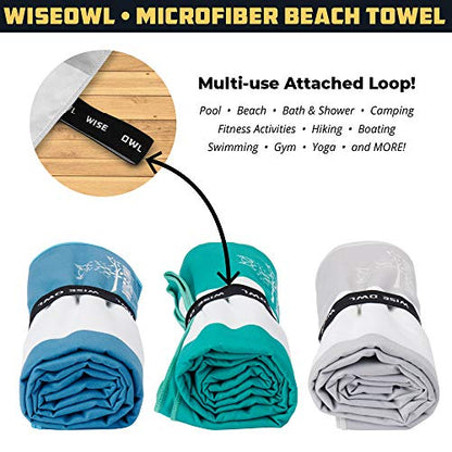 Wise Owl Outfitters Microfiber Beach Towel (7x4 ft) – Extra Large 84"x48", Quick Dry, Lightweight and Sand Free for Adults at the Beach, Pool, Gym, Yoga, or for Travel and Outdoor Use