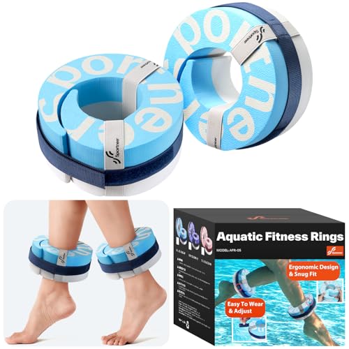 Foam Aquatic Cuffs Exercise Equipment: Sportneer Water Aerobics Float Ring with Adjustable Webbing Pool Exercise Workout Set Water Ankle Ring