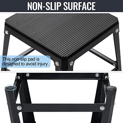Metal Plyometric Jumping Box, Steel Fitness Exercise Jump Platforms Box for Conditioning Strength and Agility Training, 12 Inch Anti-Slip Workout Step Up Box for Home Gym - size: 12in18in24in