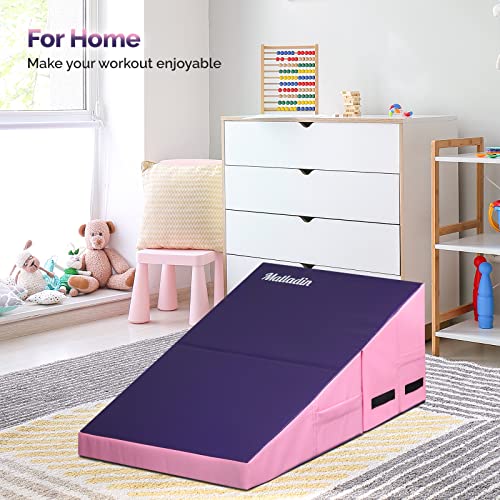 Matladin Incline Gymnastics Wedge Mat, Folding Gymnastics Mat for Kids Girls Home Training Exercise