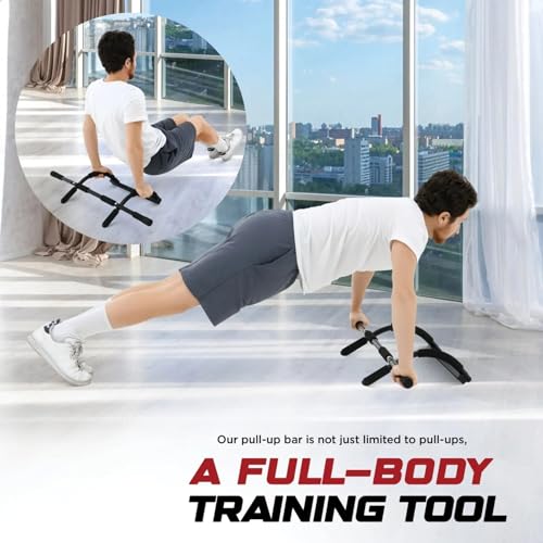Pull Up Trainer Bar – Door Frame Pullup Bar, Indoor Body Workout Equipment | Hangable Fitness Bar with No Screws, Strength Training Tool for Home Gym, Upper Body Exercise Door Mount Bar