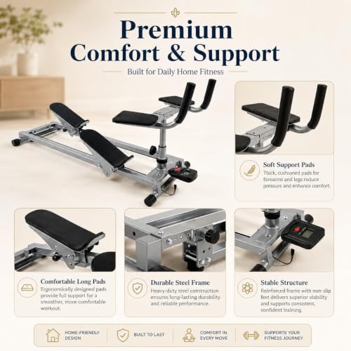 Happlee Crawling Machine for Adults Core Twist Trainer and Back Workouts with Counter 5 Height Settings 3 Angle Settings Home Gym Equipment