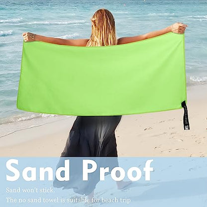 Microfiber Travel Towel, Quick Dry Camping & Gym Towel. Compact - color: Green, size: XS:12"×24"
