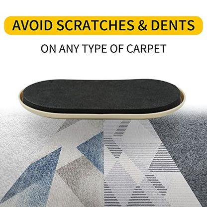 new space Oval Furniture Sliders, 8pcs 3 1/2" x 6" - Reusable Sliders for Carpet, Heavy-Duty Movers - Easily Move & Protect Furniture & Carpet