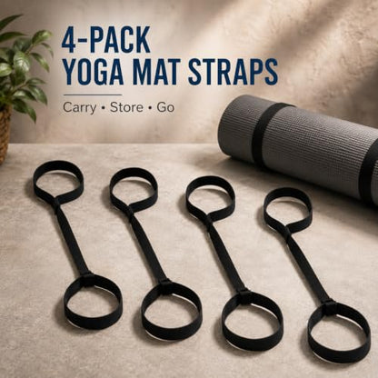 Toddmomy 4pcs Yoga Mat Straps for Carrying, Adjustable Non-Slip Sling 31 Inch Yoga Mat Carrying Straps
