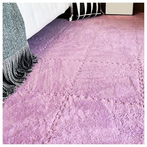 14 Pcs Carpet Puzzle Mats for Floor,Plush Carpet Tiles Interlocking Floor Mats,Fluffy Thick Foam Floor Tiles Puzzle Rug for Playroom,Classroom,Gym,Basement,Purple - color: Purple