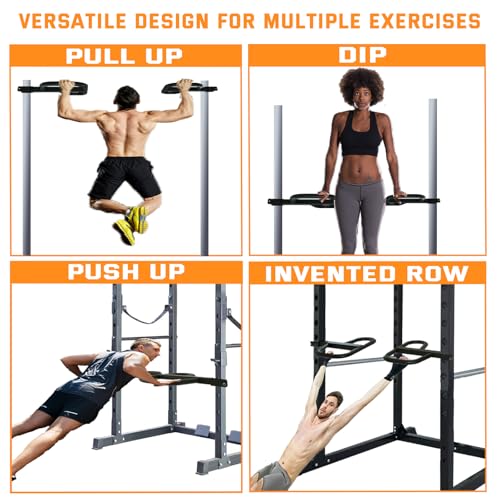 Dip Bar Attachment for 2"x2" Squat Rack, Heavy Duty Power Rack Attachment with 5/8" or 1" Hole (For 2" x 2" Power Rack with Multi Grips)