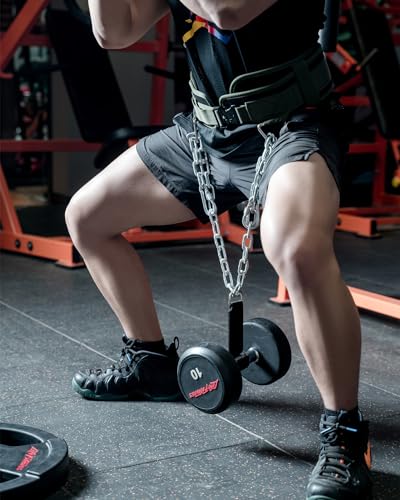 Weighted Dip Belt for Weight Lifting - 46" Pull Up Belt With Chain & Loading Straps