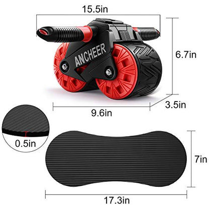 ANCHEER Ab Roller for Abs workout, Ab Wheel Roller with Knee Pad Mat and Intelligent Display, Fitness Ab Carver Pro Roller with Automatic Rebound, Ab Workout Equipment for Abdominal Exercise