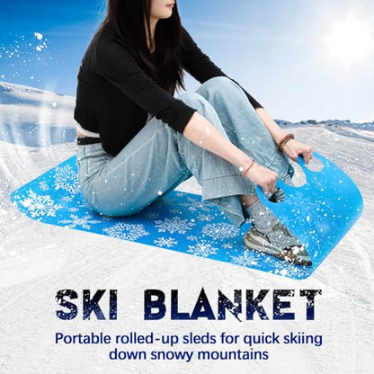 54" Large Snow Sled for Adults Flexible Flying Carpet Snowflake Slider Mat Sledding Equipment Snow Lightweight Roll up Snowboard for Christmas Winter Ski Outdoor