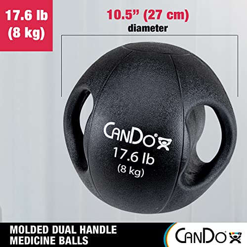 CanDo Molded Dual-Handle Medicine Ball for Strength Training, Core Workouts, Warmups, Cardio, and Plyometrics with Handles for Home and Clinic Use - style: f) 17.6 lb