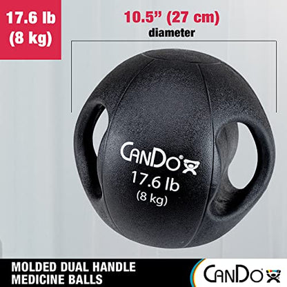 CanDo Molded Dual-Handle Medicine Ball for Strength Training, Core Workouts, Warmups, Cardio, and Plyometrics with Handles for Home and Clinic Use - style: f) 17.6 lb