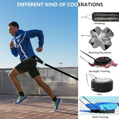 Sled Pulling Belt Set, Adjustable Waist Strap with Pulling Rope - size: 9.8ft