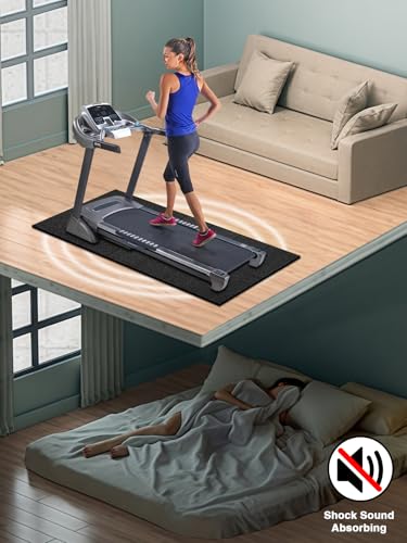 Treadmill Mat 55"x25", WERCHO Foldable Walking Pad Mat for Carpet Hardwood Floors 6mm Heavy-Duty Exercise Equipment Mat for Treadmil Pad,Spin Bike, Elliptical Trainer, Home, Gym - size: 55"L x 25"W x 0.2"Th