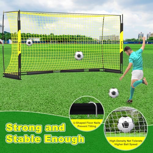 Soccer Goal, 12×6 ft /16×7 ft Portable Soccer Goals Net for Backyard, Quick Setup Training Equipment with 1 Carry Bag, 4 Ground Nails, 12 Training Cones