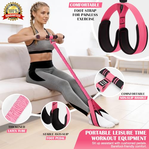 Pedal Resistance Band with Handle and Booty Bands Set for Women, 2 in 1 Fabric Exercise Bands for Core, Leg and Glutes, Full Body Home Gym Exercise Equipment for Yoga, Pilates, Physical Therapy