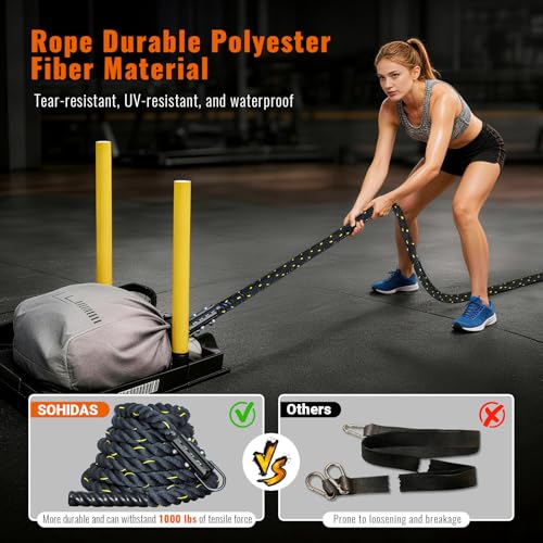 Weight Sled Rope Workout Sled Pulling Ropes, Sleds Push Gym Equipment Weight Sleds Pull Rope for Training Tire Pulling Workout Fitness Resistance Football Exercise Equipment for Men Women - size: 1.5IN 30FT Sled Rope