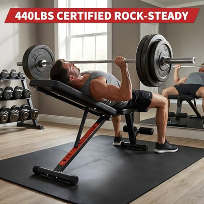 Adjustable Weight Bench, Foldable Flat Incline Decline Workout Bench & All-in-One Home Gym Training Station, Multi-Style & Weight Capacity Optional for Full Body Strength Training