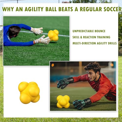 Arrowbash 8 Inch Soccer Agility Ball Reaction Ball Yellow Training Equipment for Speed Agility Coordination, Non Slip Design for Soccer Drills Fitness and Quick Footwork for Goalie Gifts