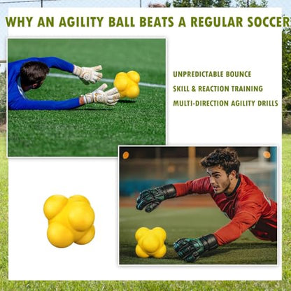 Arrowbash 8 Inch Soccer Agility Ball Reaction Ball Yellow Training Equipment for Speed Agility Coordination, Non Slip Design for Soccer Drills Fitness and Quick Footwork for Goalie Gifts