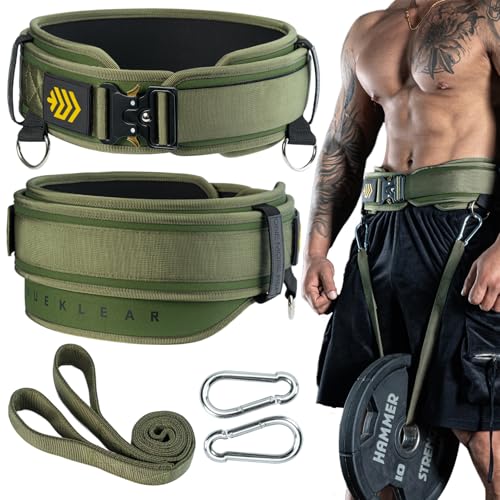 MANUEKLEAR 2-in-1 Weightlifting Belt & Dip Belt with 36.7 IN Rope, Double-Layer Weight Lifting Belts, Powerlifting Gym Weighted Belt for Pull Up Squat - color: Olive Drab, size: XL(38-41in)