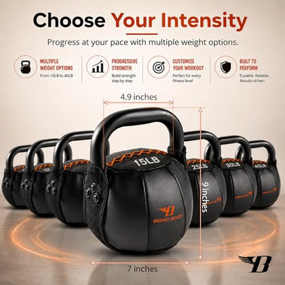 Bionic Body by Kim Lyons Soft Kettlebell with Handle | Soft Weight for Strength Training, Conditioning, Core & Full Body Workouts | Ergonomic Grip | Home Gym, Cross Training, HIIT & Functional Fitness Equipment - style: Orange - 15 LB